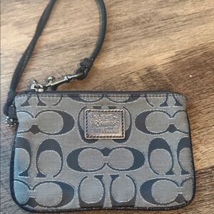 Coach Black and Gray Poppy Wristlet pink interior